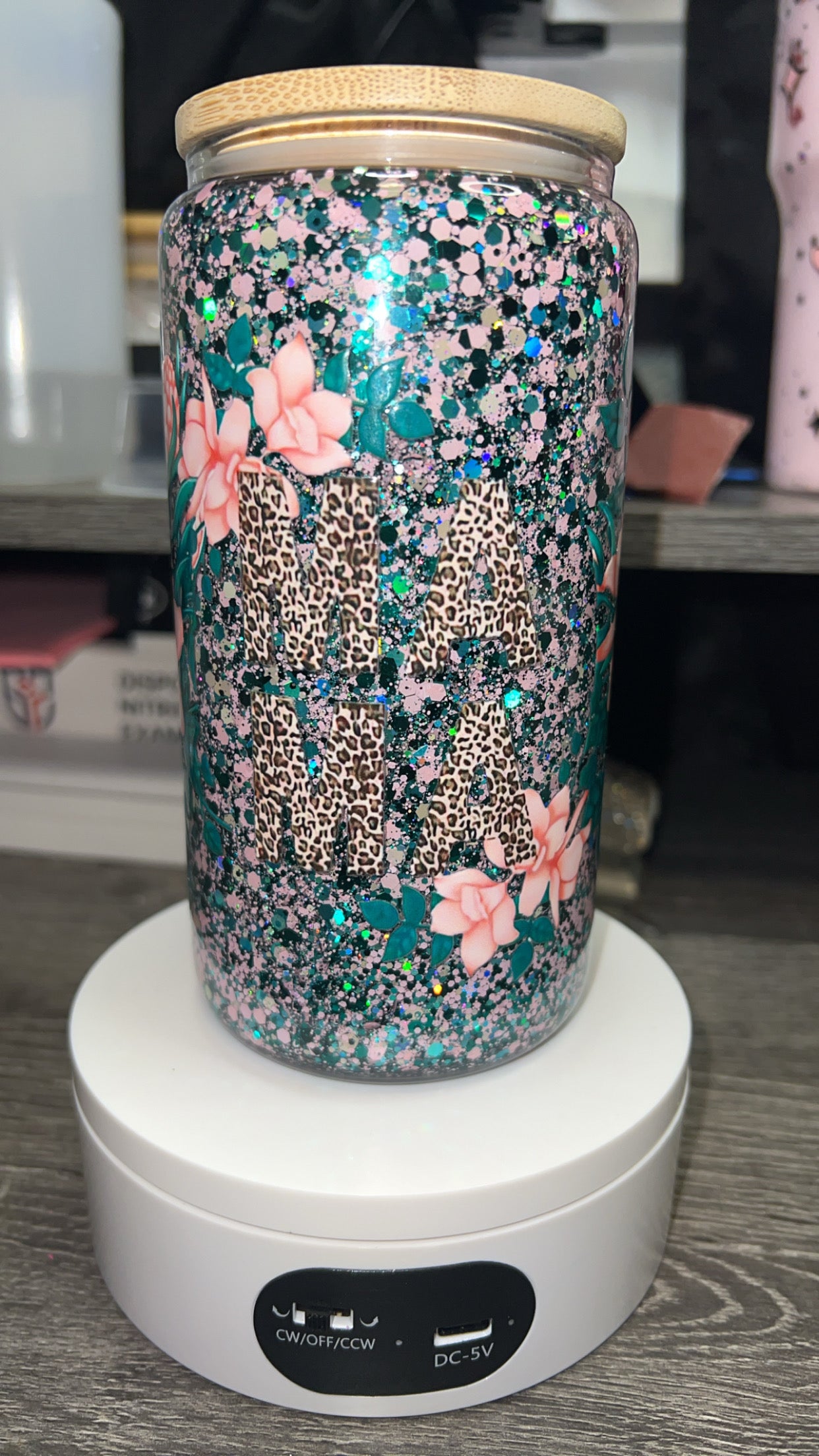 16oz Glass Glitter