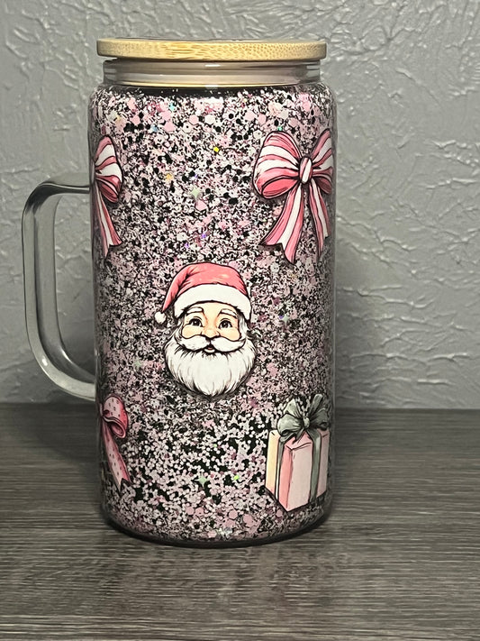 16oz with handle Glitter pre-made with Christmas wrap