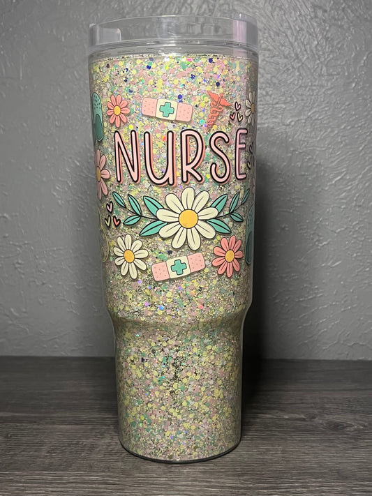 40oz Glitter pre-made with Nurse wrap