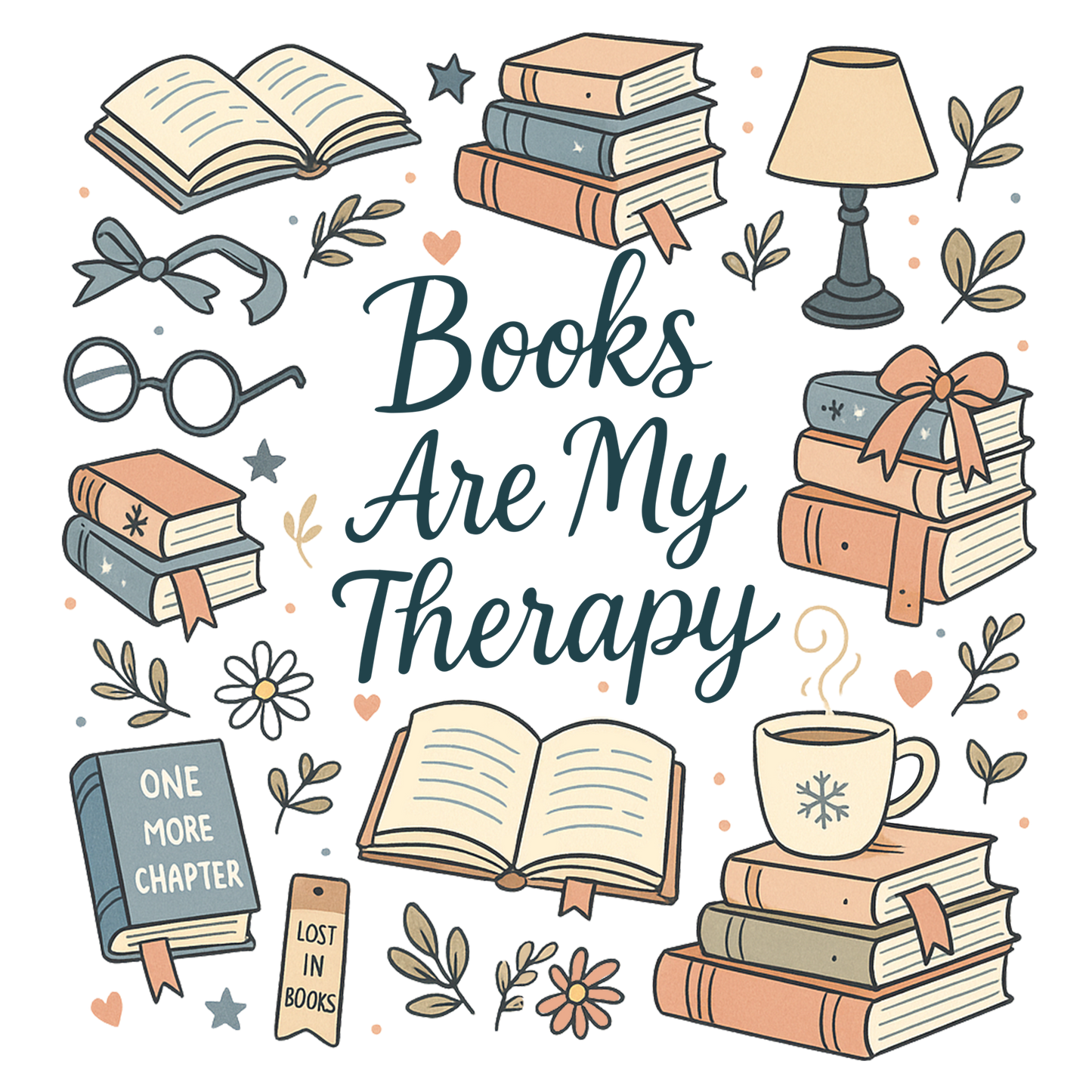 Books are my therapy print transfer