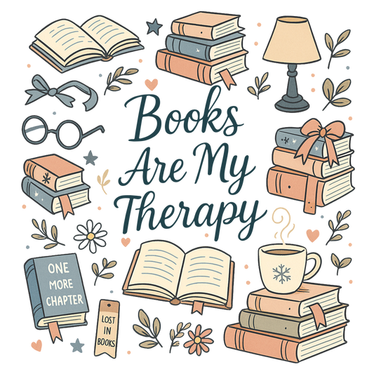 Books are my therapy print transfer