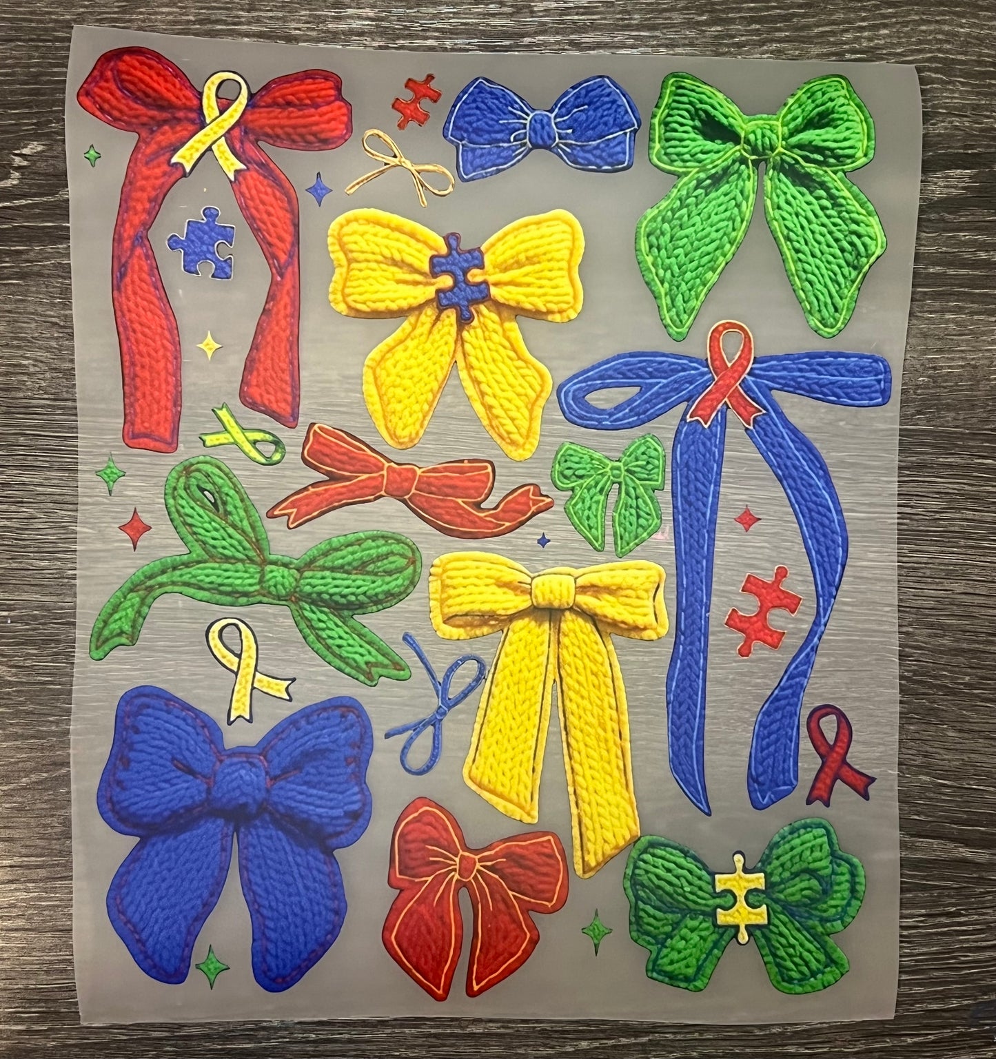 Autism bows print transfer