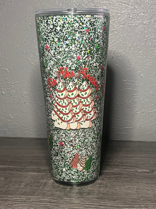 24oz Glitter pre-made with Christmas wrap