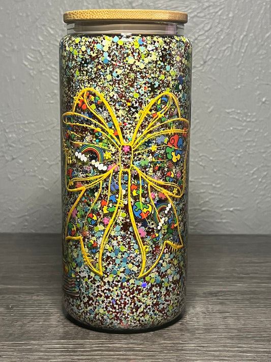 18oz Glitter pre-made with autism wrap