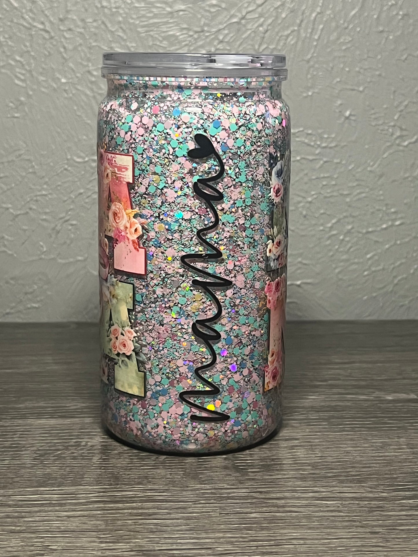 16oz Glitter pre-made with MAMA wrap